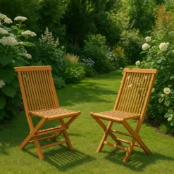 Teck lot de 4 chaises pliantes jardin teck massif huilé