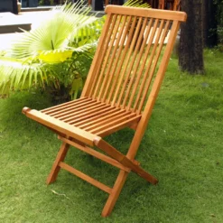 Teck lot de 4 chaises pliantes jardin teck massif huilé