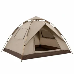 Tente de camping automatique 2 à 3 places, ouverture en 3 secondes beige