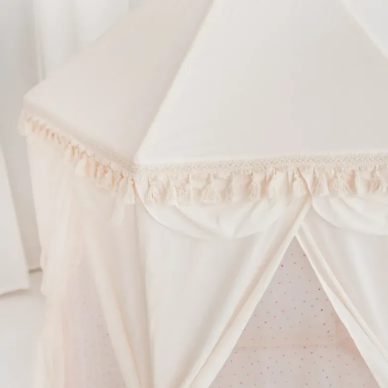 Tente d'intérieur pavillon avec tapis pour enfant en tissu rose