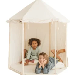 Tente d'intérieur pavillon pour enfant en tissu beige