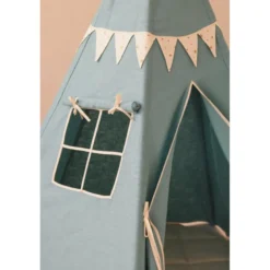 Tente tipi avec guirlande - bleu etoile