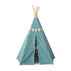 Tente tipi avec guirlande - bleu etoile