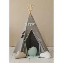 Tente tipi avec guirlande - vert menthe