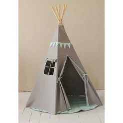 Tente tipi avec guirlande - vert menthe