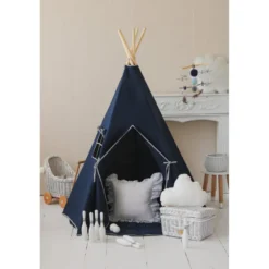 Tente tipi avec tapis bleu marine