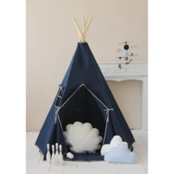Tente tipi bleu marine lin naturel