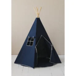 Tente tipi bleu marine lin naturel