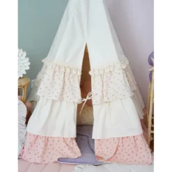 Tente tipi rose blanc avec volants