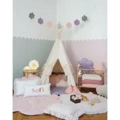 Tente tipi rose blanc avec volants