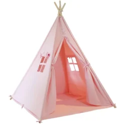Tente tipi rose pour enfant bois fsc et