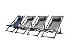 Tevata lot de 4 transats alu gris