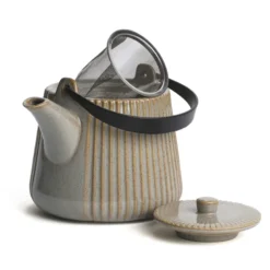 Théière Tiao 1L en céramique beige avec filtre inox