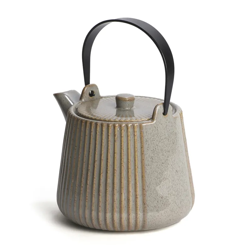 Théière Tiao 1L en céramique beige avec filtre inox