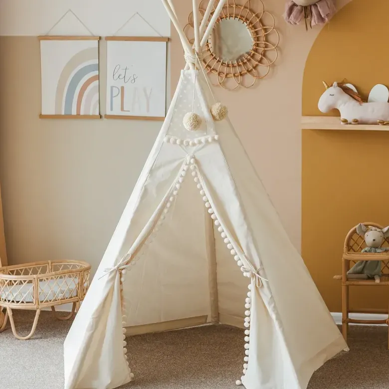 Tipi original sans tapis pour enfant en tissu beige