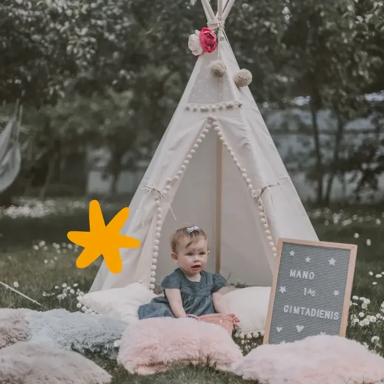 Tipi original sans tapis pour enfant en tissu beige