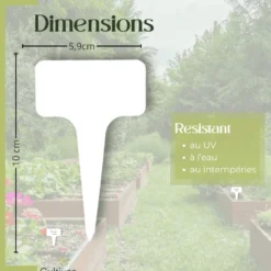120 étiquettes blanches jardin à planter en plastique + marqueur