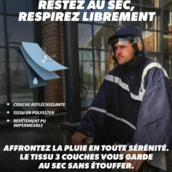 T'nb - poncho de pluie imperméable réfléchissant bleu - taille l