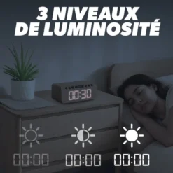 T'nb - radio réveil led en bois avec charge sans fil 15w