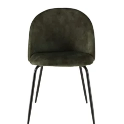 Tom - lot de 2 chaises dossier arrondi tissu velours vert pieds noir
