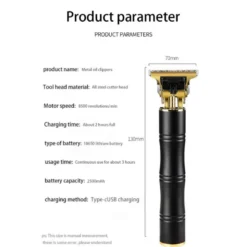 Tondeuse électrique professionnelle rechargeable noir herzberg hg04111-blk