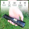 Torche 2000 lumens led portée 1500 m zoom télescopique rechargeable