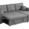 Toronto canapé d'angle droit convertible 4 places en tissu gris clair