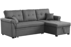 Toronto canapé d'angle droit convertible 4 places en tissu gris clair
