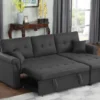 Toronto canapé d'angle droit convertible 4 places en tissu gris foncé