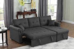 Toronto canapé d'angle droit convertible 4 places en tissu gris foncé