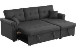 Toronto canapé d'angle droit convertible 4 places en tissu gris foncé