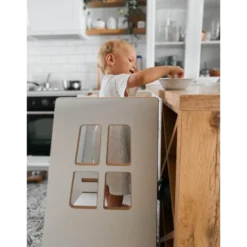 Tour d'apprentissage montessori pour enfant en bois blanc