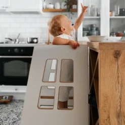 Tour d'apprentissage montessori pour enfant en bois blanc