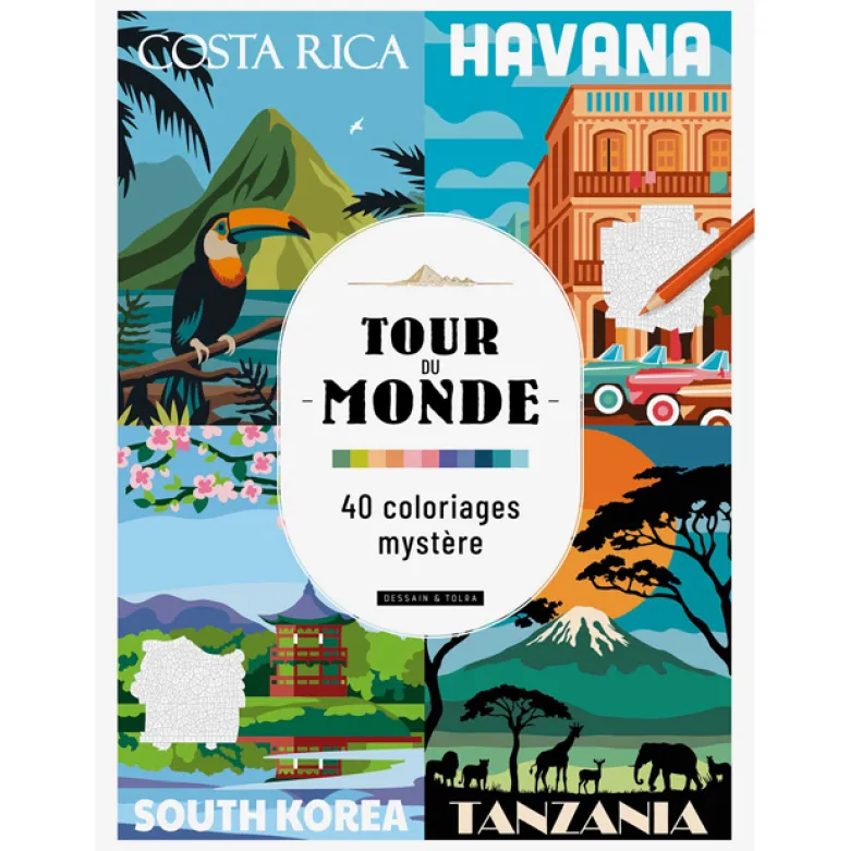 Tour du monde 40 coloriages mystère
