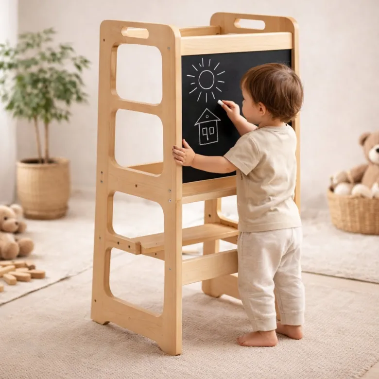 Tour observation montessori bébé enfant - pliable en table bureau tableau dessin