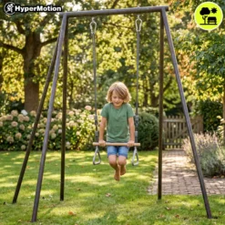 Trapèze gymnastique enfant hypermotion avec barre bois et anneaux balançoire