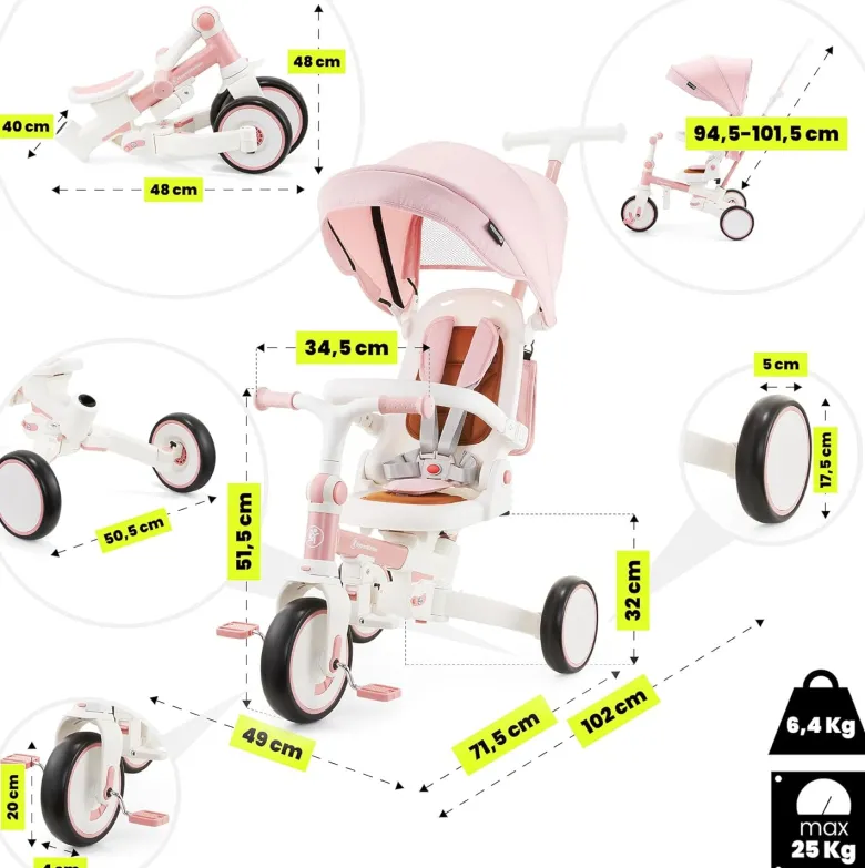 Tricycle bébé évolutif, siège pivotant 360°, vélo enfant, draisienne