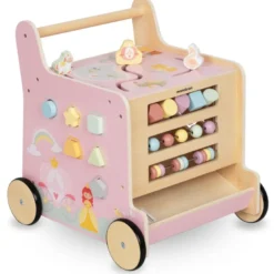 Trotteur bébé en bois avec centre d'activités montessori, trieur, boulier