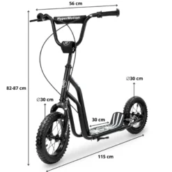 Trottinette enfant avec grandes roues gonflables et freins à main