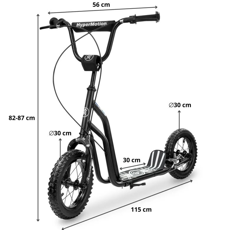 Trottinette enfant avec grandes roues gonflables et freins à main