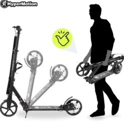 Trottinette enfant 100 kg, pliable noire