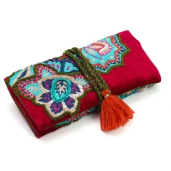 Trousse à bijoux brodée à rouler Fleurs