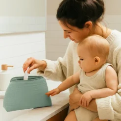 Trousse de toilette en coton bio vert
