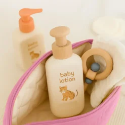 Trousse de toilette en coton bio rose