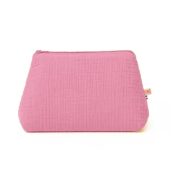 Trousse de toilette en coton bio rose