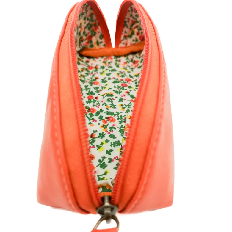 Trousse longue cuir rosy orange