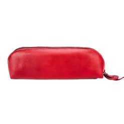 Trousse longue cuir rosy rouge