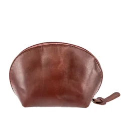 Trousse maquillage cuir léa café