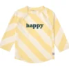 T-shirt anti-uv manches longues rayures jaune pâle et sel marin (5-6 ans)