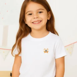 Tshirt en coton bio hotot blanc 4 ans